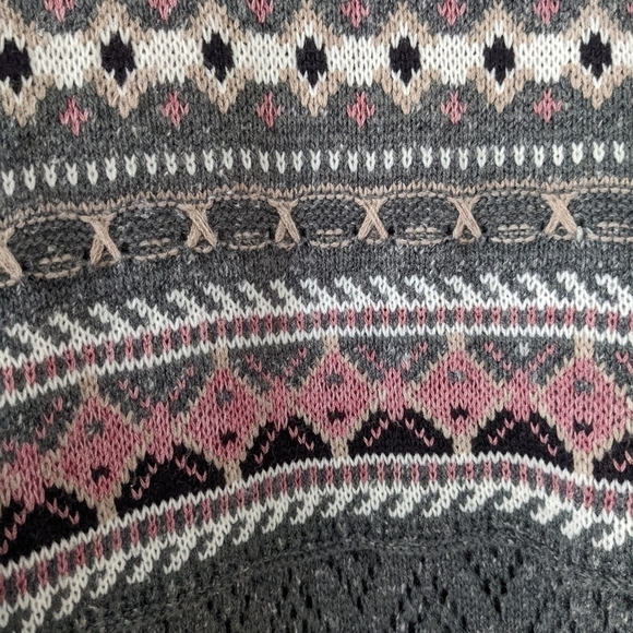 Vintage Eaton wool blend floral knit granny sweater dark green Large i1 - Picture 5 of 7